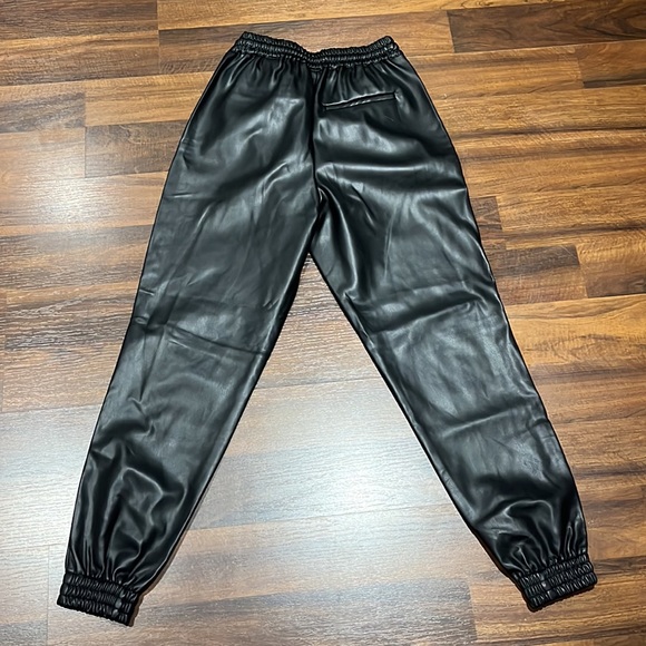 Zara black joggers faux leather. Size XS. Very trendy. !! Super sexy jogger. - Picture 3 of 9